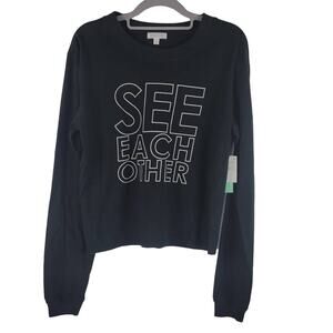 Abound Black Athletic See Each Other Long Sleeve Lightweight Sweatshirt S NWT